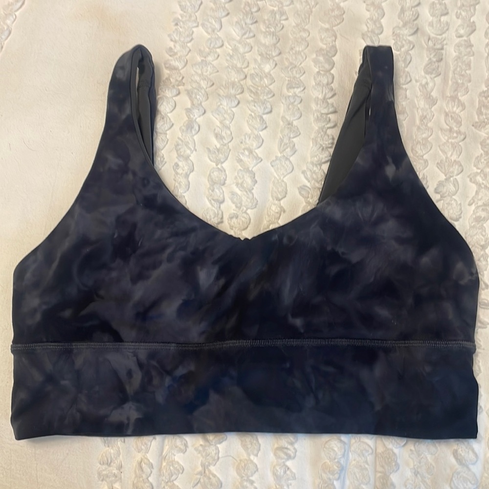 Lululemon workout bra dark gray black tie dye size 10